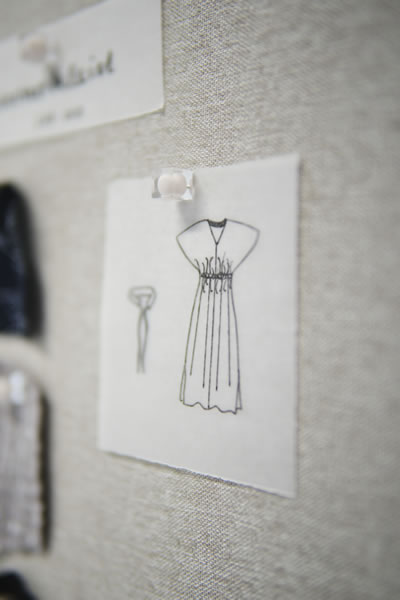 Pinwand mit technischer Zeichnung